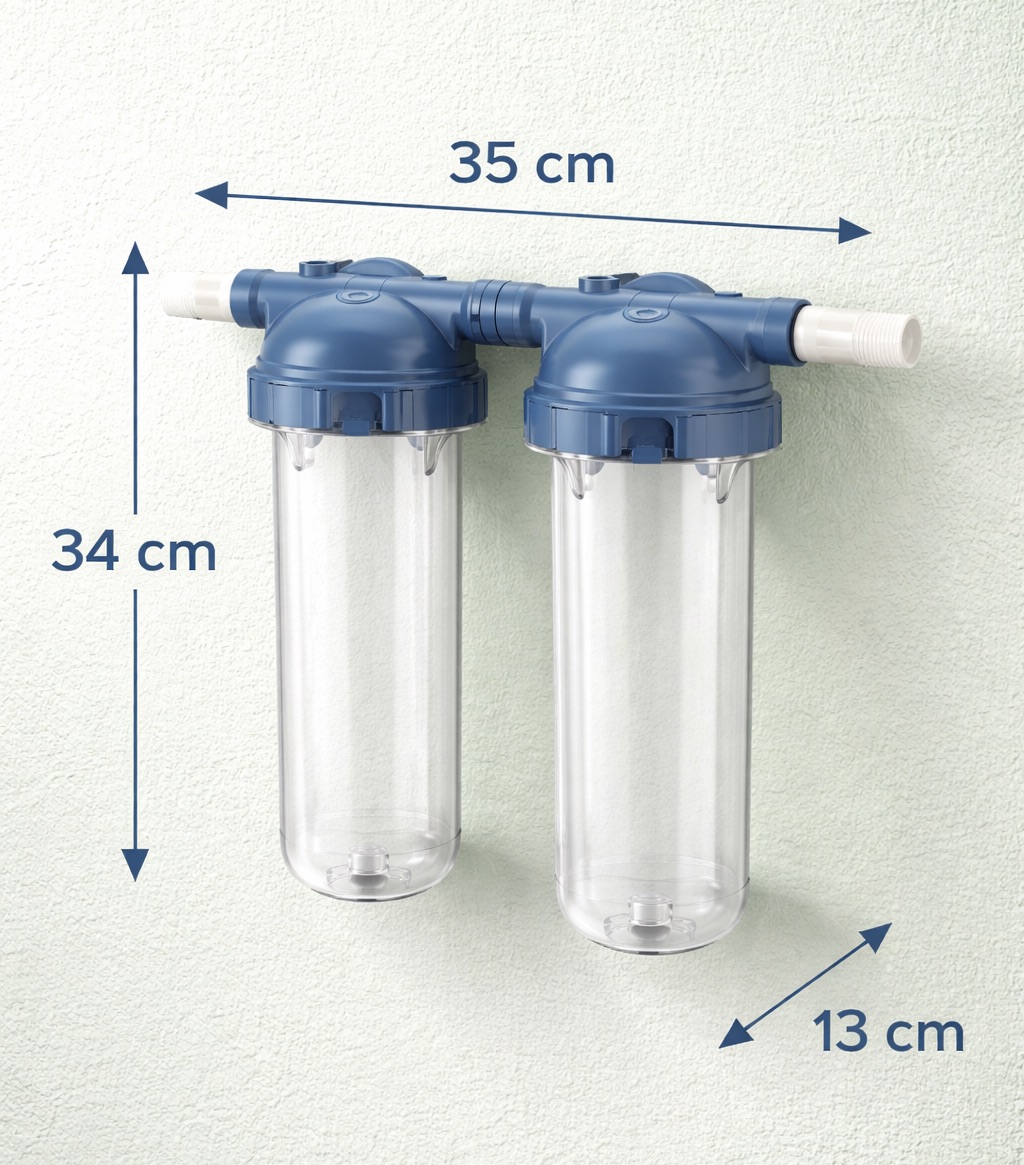 Dimensions du filtre à eau duplex